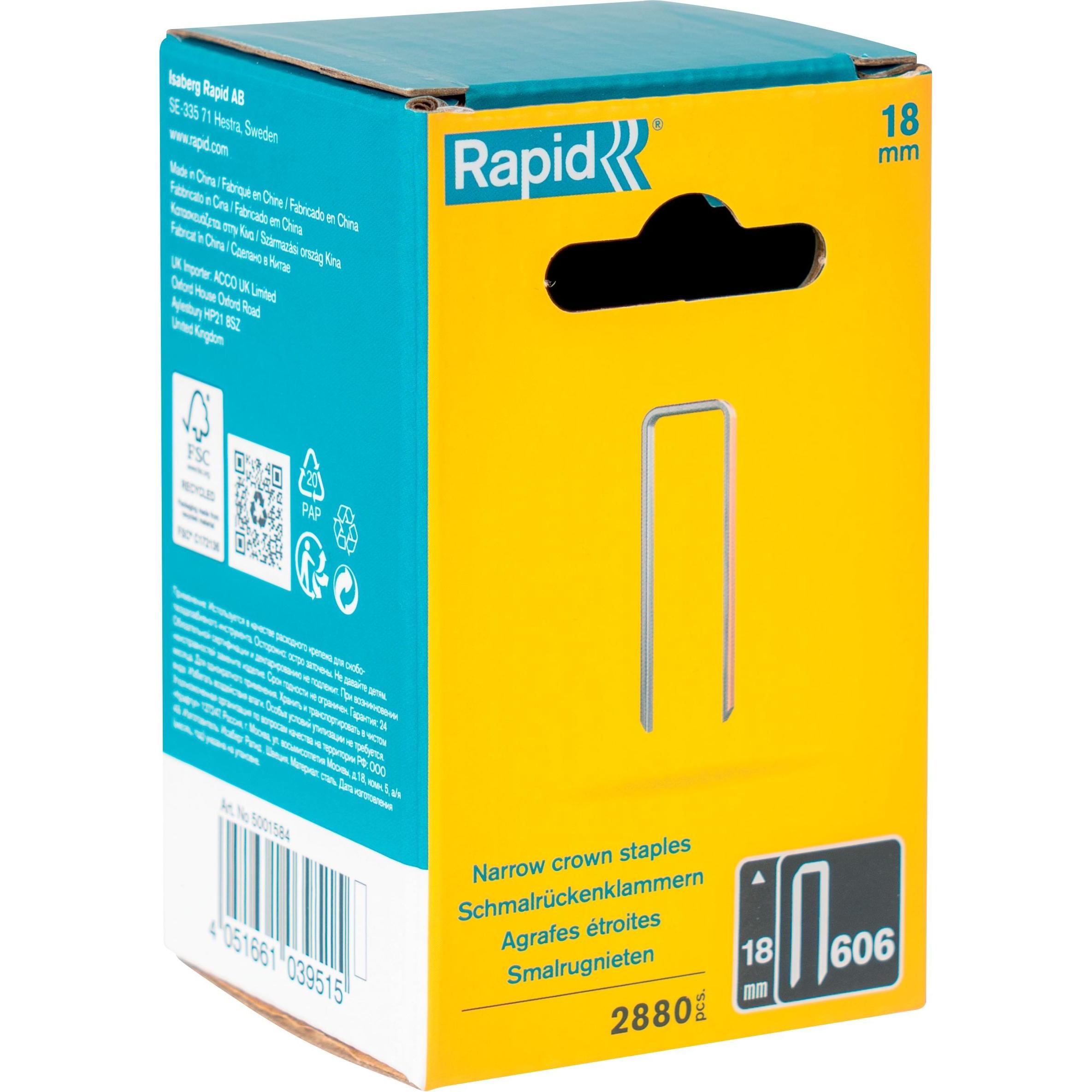Rapid, Büroklammer, Typ 606 Schmalrückenklammern 18 mm (2880 x)