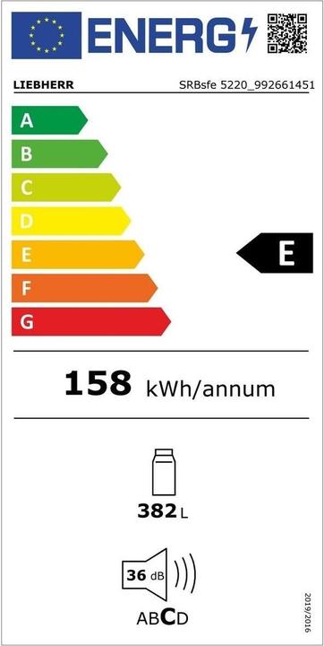 Energie-Label Liebherr SRBsfe 5220 Plus (382 l)