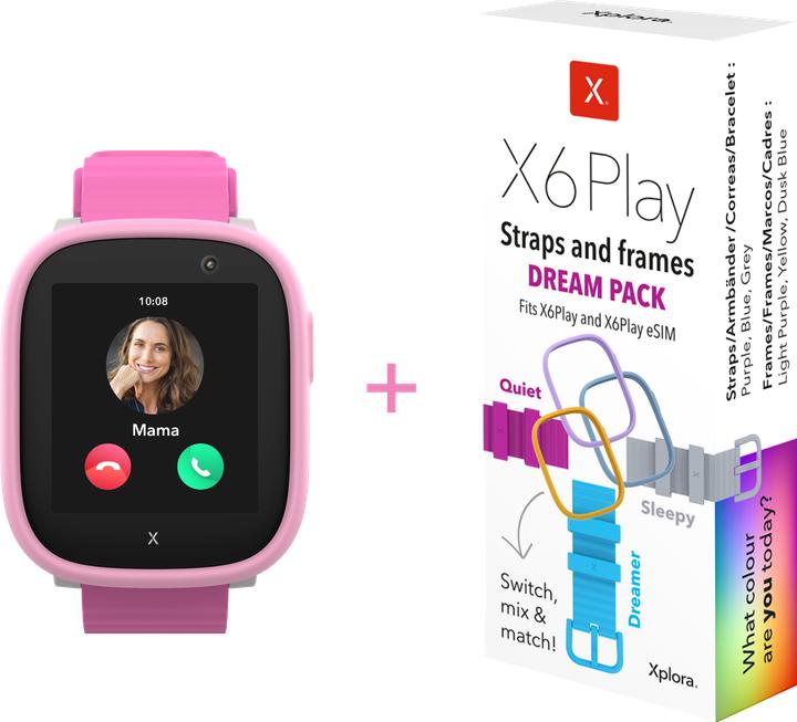 Xplora X6 Play - Pink (Europe Free Sim) inkl. Straps and Frames - Dream (42.40 mm, 4G)