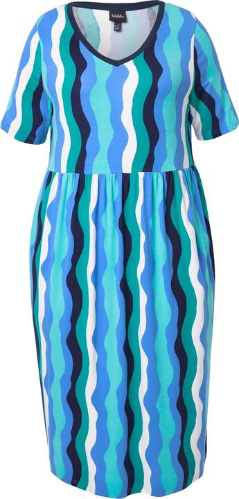 Produktbild Ulla Popken Midikleid, Wellenmuster, A-Linie, V-Ausschnitt, Halbarm (46, 48)