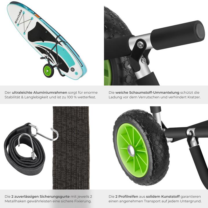 Image du produit tectake Chariot de transport pour planche de surf WaveWheel, pliable, pour 2 planches