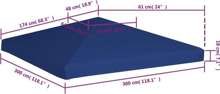 Actual product image vidaXL Pavilion roof 310 g/m² 3x3 m blue (300 cm, 300 cm)