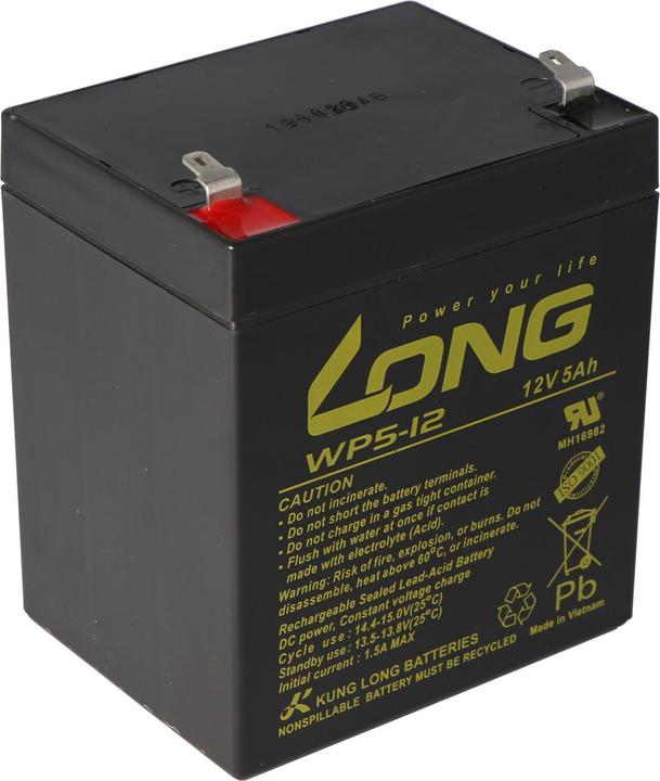 Produktbild Kung Long Akku WP5-12 Blei Akku 12 Volt 5Ah z.B. passend für den Batterypack APCRBC140 von APC, es werden d... (12V, 2 A)