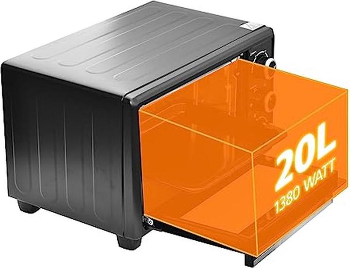 Actual product image OptimumX Vrijstaande Mini Oven 20L Convestie Mini Oven Hetelucht -Timer - Zwart )