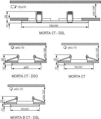 Image du produit Kanlux Cadre d'encastrement Verre Noir Rond Cristal Spot encastrable