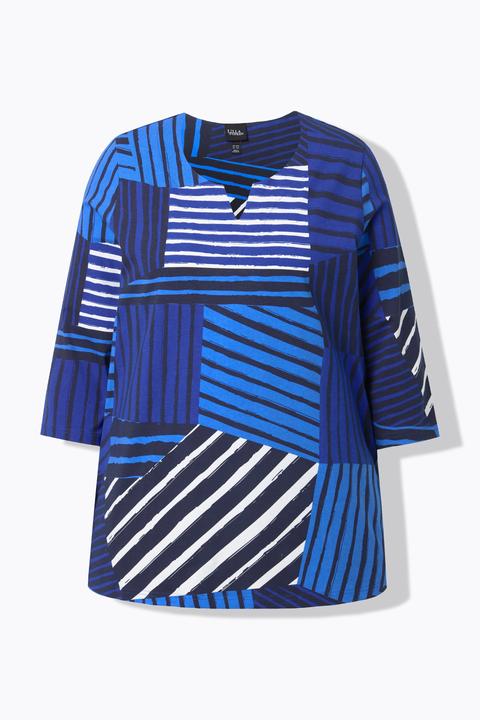 Actual product image Ulla Popken Graphic Mixed Stripe Tee (60)