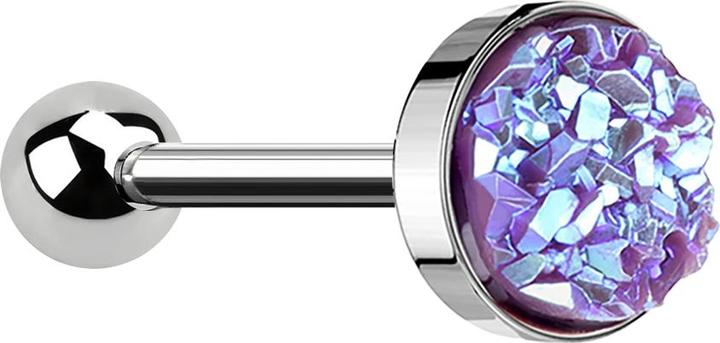 Produktbild Star Piercing Micro Barbell silber mit Druse Stein violett (ohne Messing, Chirurgenstahl 316L)