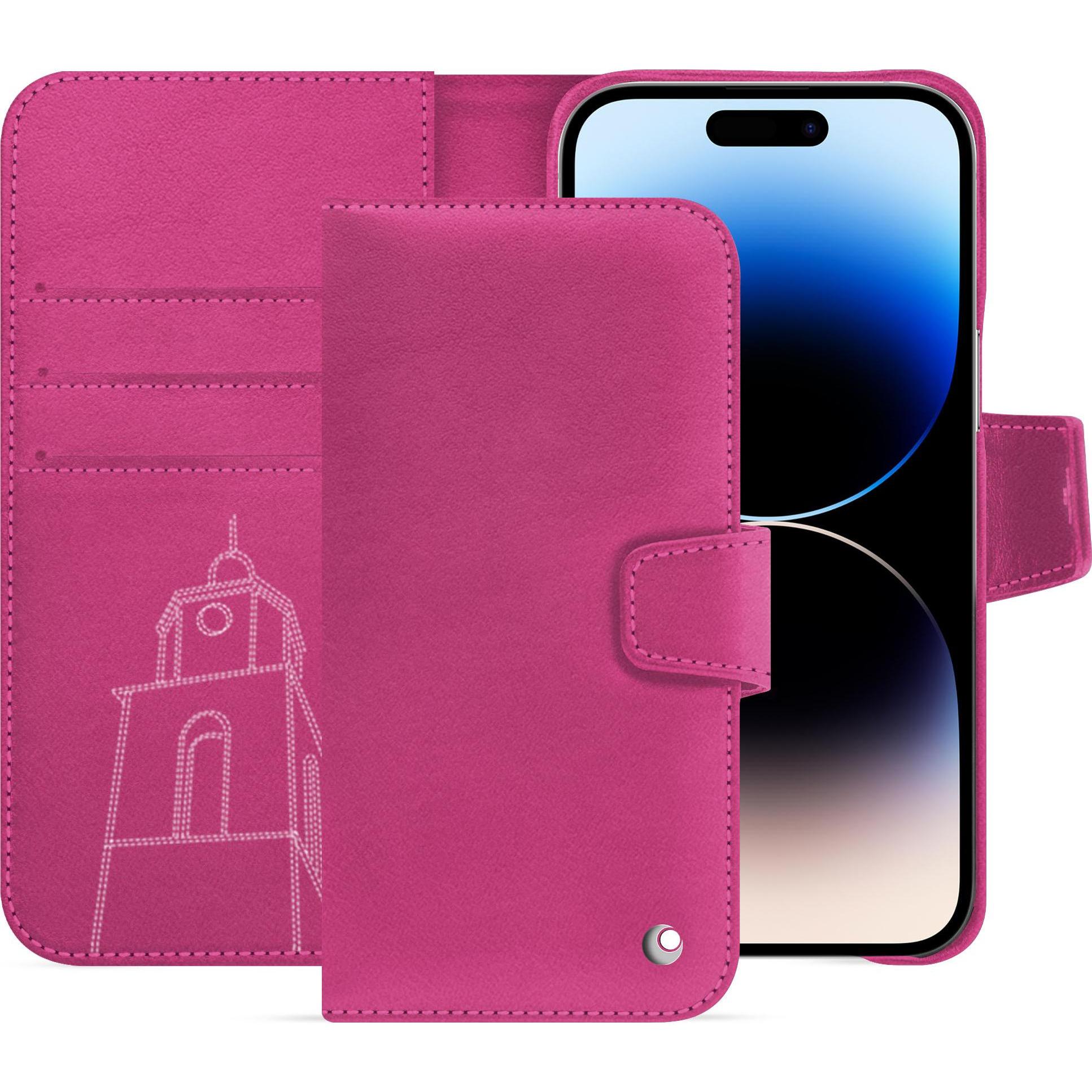Noreve Lederschutzhülle Apple iPhone 15 Pro Max (Apple iPhone 15 Pro Max), Smartphone Hülle, Rosa