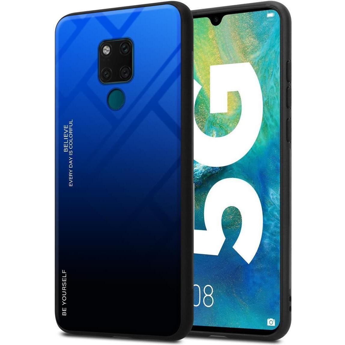 Cadorabo TPU 2 Farben Glas Cover (Huawei Mate 20), Smartphone Hülle, Schwarz
