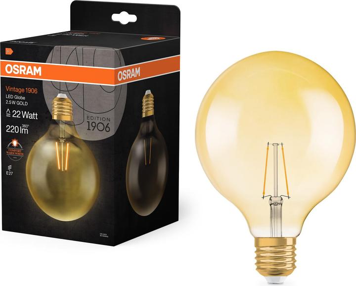 Actual product image Osram Vintage 1906 Led Classic Globe (E27, 2.80 W, 200 lm, 1 x, F)