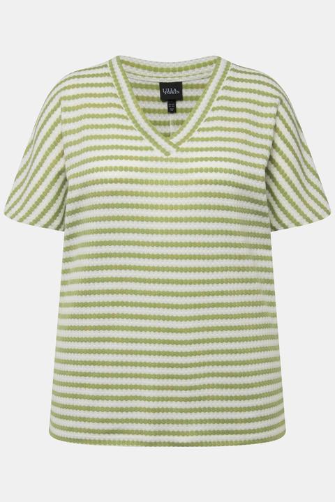 Produktbild Ulla Popken Sweatshirt, Two-Tone, Oversized, V-Ausschnitt, Halbarm (60)