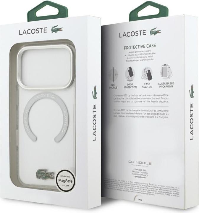 Immagine prodotto Lacoste Shockproof Transparent Frosted MagSafe Case for iPhone 17 Pro White (Apple iPhone 17 Pro)