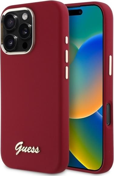 Image du produit Guess GUHCP16LSMBSLM iPhone 16 Pro 6.3" magenta Hardcase Silicone Script Metal Logo