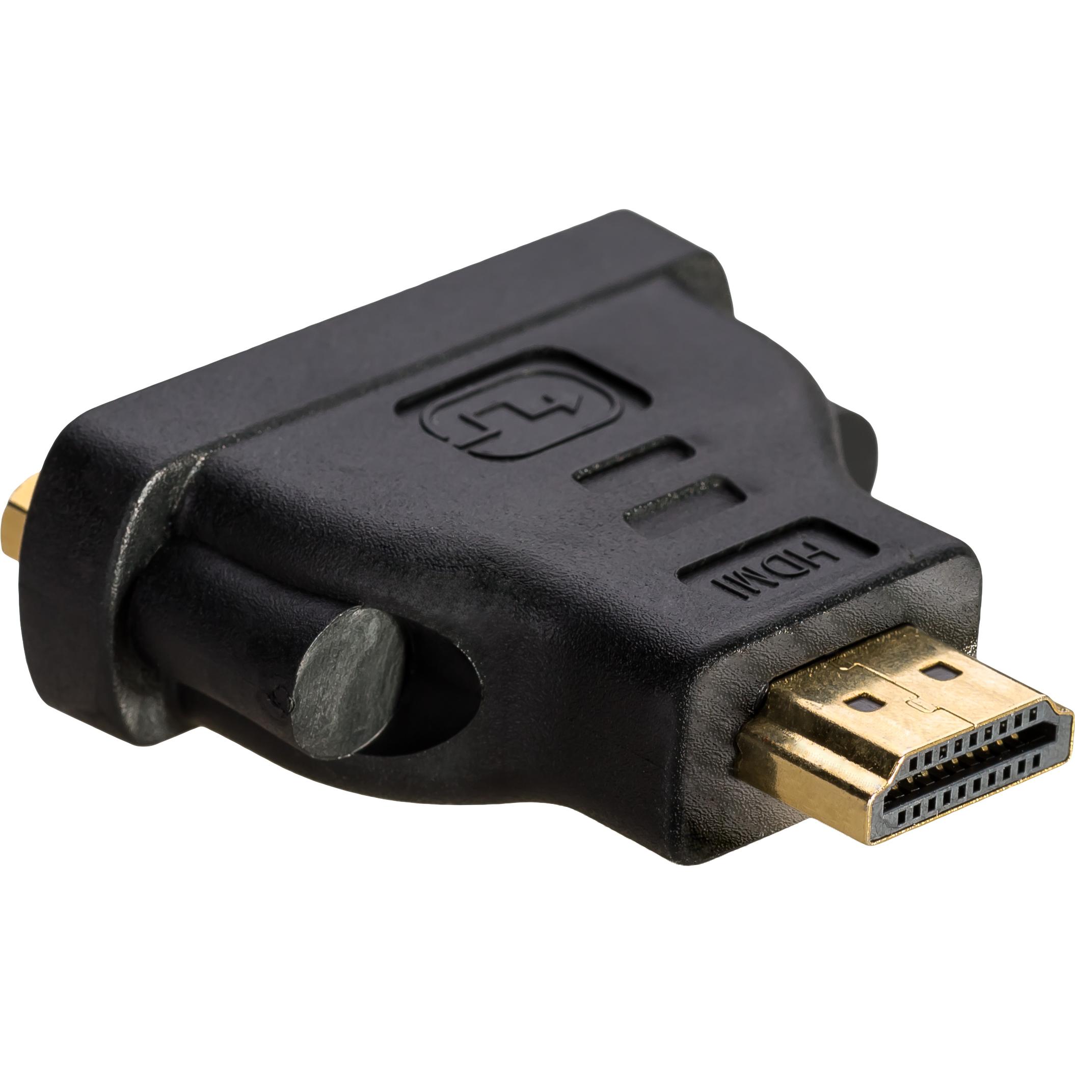 Akyga Adapter AK-AD-02 DVI 24+5 (f) / HDMI (m) (DVI, HDMI, 4.80 cm), Data + Video Adapter, Schwarz