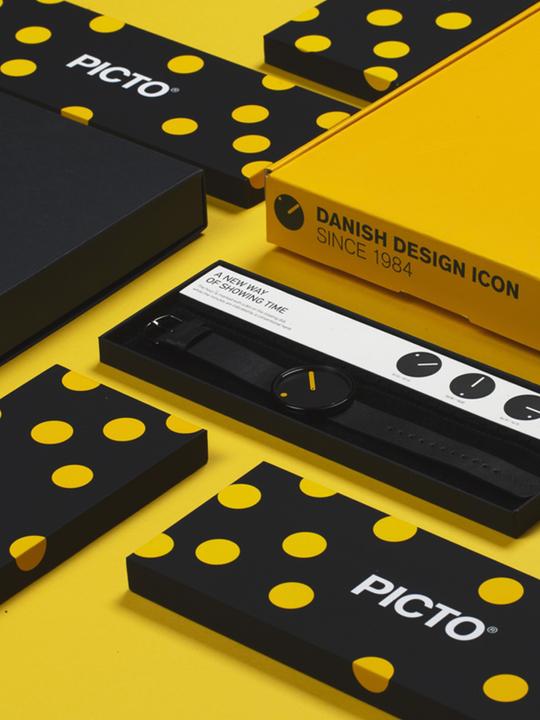 Produktbild Picto 43388-SET Unisex Uhr Black and Yellow 40mm 5ATM (Analoguhr, 40 mm)