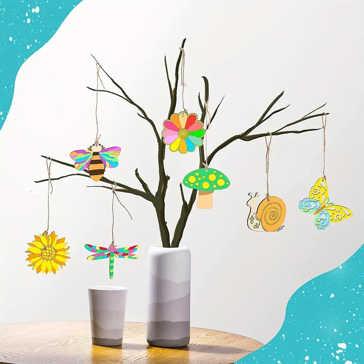 Image du produit Activity Board 32pcs découpes en bois Disques en bois de papillon, Kits d'artisanat, Découpes en bois