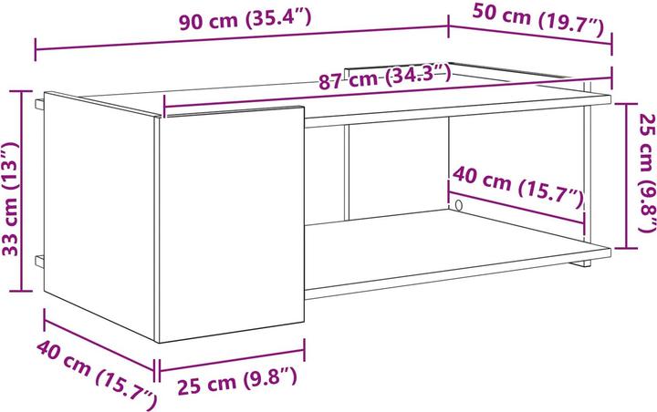 Image du produit vidaXL Moderner Couchtisch (90 x 50 x 33 cm)