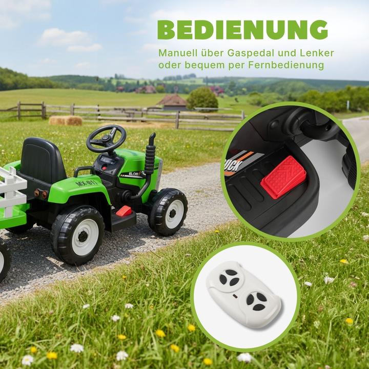 Actual product image Hermex Elektro-Traktor für Kinder Elektroauto mit Anhänger Kinderfahrzeug (12 V)