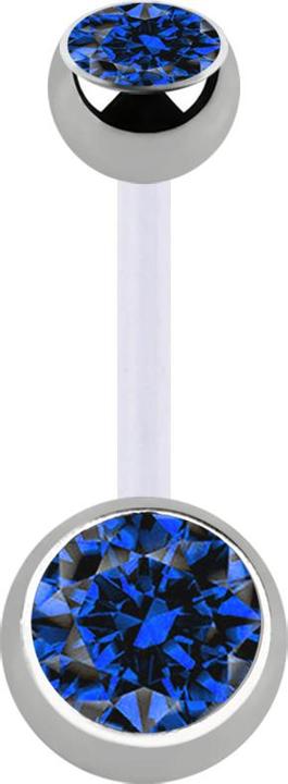 Immagine prodotto Star Piercing Sterile Banane transparent mit zwei Kugeln silber Kristall dunkelblau (Materiale sintetico, Titanio)