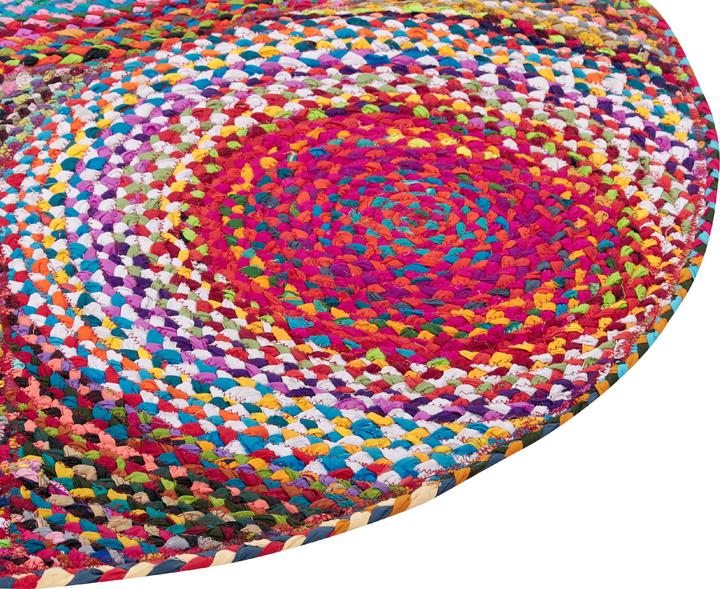 Produktbild Beliani Teppich Baumwolle bunt ⌀ 140 cm geometrisches Muster Kurzflor LADIK (140 x 140 cm)