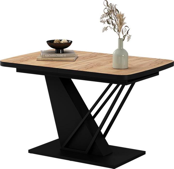 Produktbild Vicco Esstisch Fenaro, Goldkraft Eiche/Schwarz/Schwarz, 120 x 80 cm ausziehbar (120 x 120 x 77.40 cm)