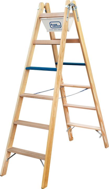 Produktbild Iller LEITER Holz Stufen Stehleiter ERGO Plus 2x8 2108-7 (2108-7) (Stehleiter)