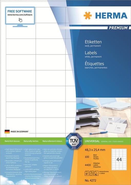 Actual product image Herma Universal labels A4