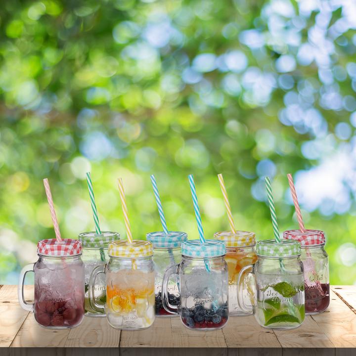 Produktbild Relaxdays Trinkglas mit Strohhalm (0.40 l, 8 x)