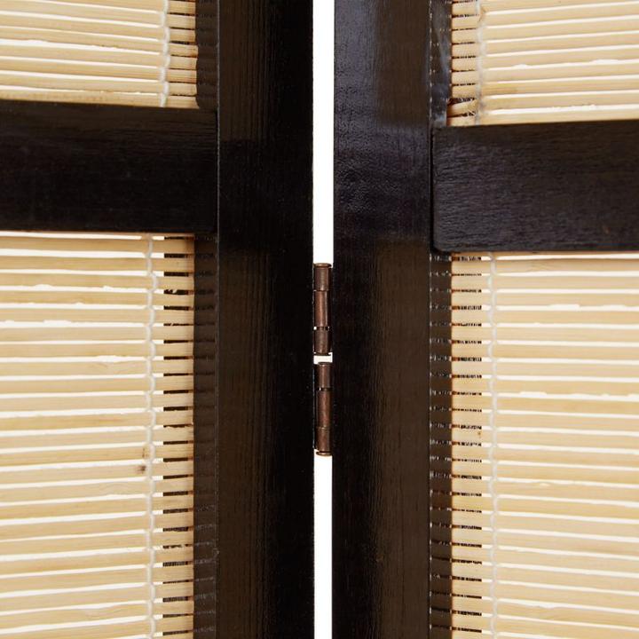 Actual product image Greendeco 4-fold wood screen bamboo black