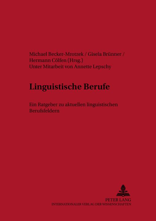 Produktbild Linguistische Berufe (Deutsch, Gisela Brünner, Hermann Cölfen, Michael Becker-Mrotzek, 2000)