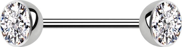Produktbild Star Piercing Micro Barbell silber mit zwei Halbkugeln Kristall silber (ohne Messing, Titan)