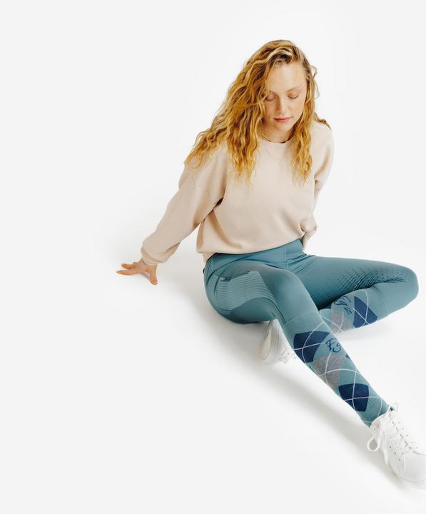 Image du produit Fouganza Legging équitation chaud femme basanes silicone vert cendré (XL)