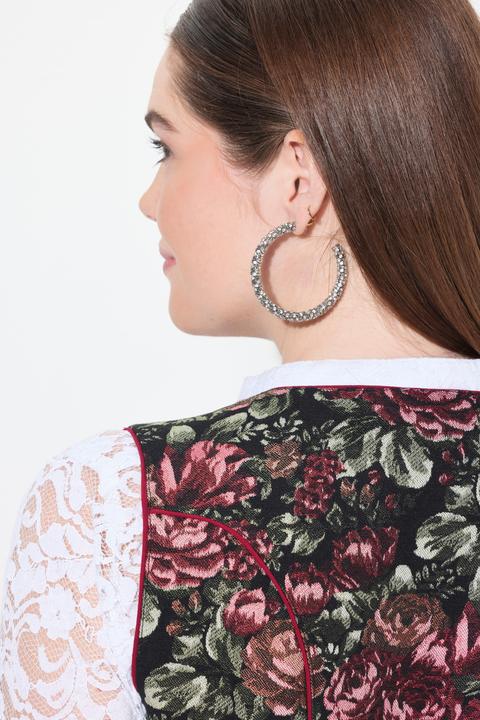 Immagine prodotto Ulla Popken Tradizionale abito smanicato Dirndl con fiori, grembiule di raso e scollo rettangolare (54)