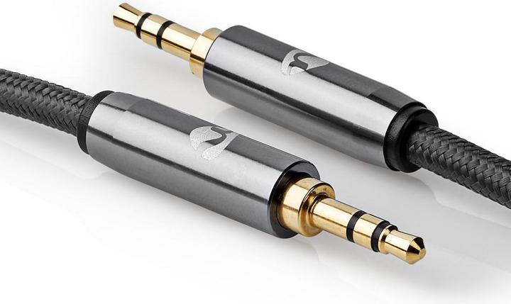 Actual product image Nedis Stereo audio cable - 3.5 mm plug - gold plated - 2 m - round - PVC - anthracite/grey (2 m, 3.5mm jack (AUX))