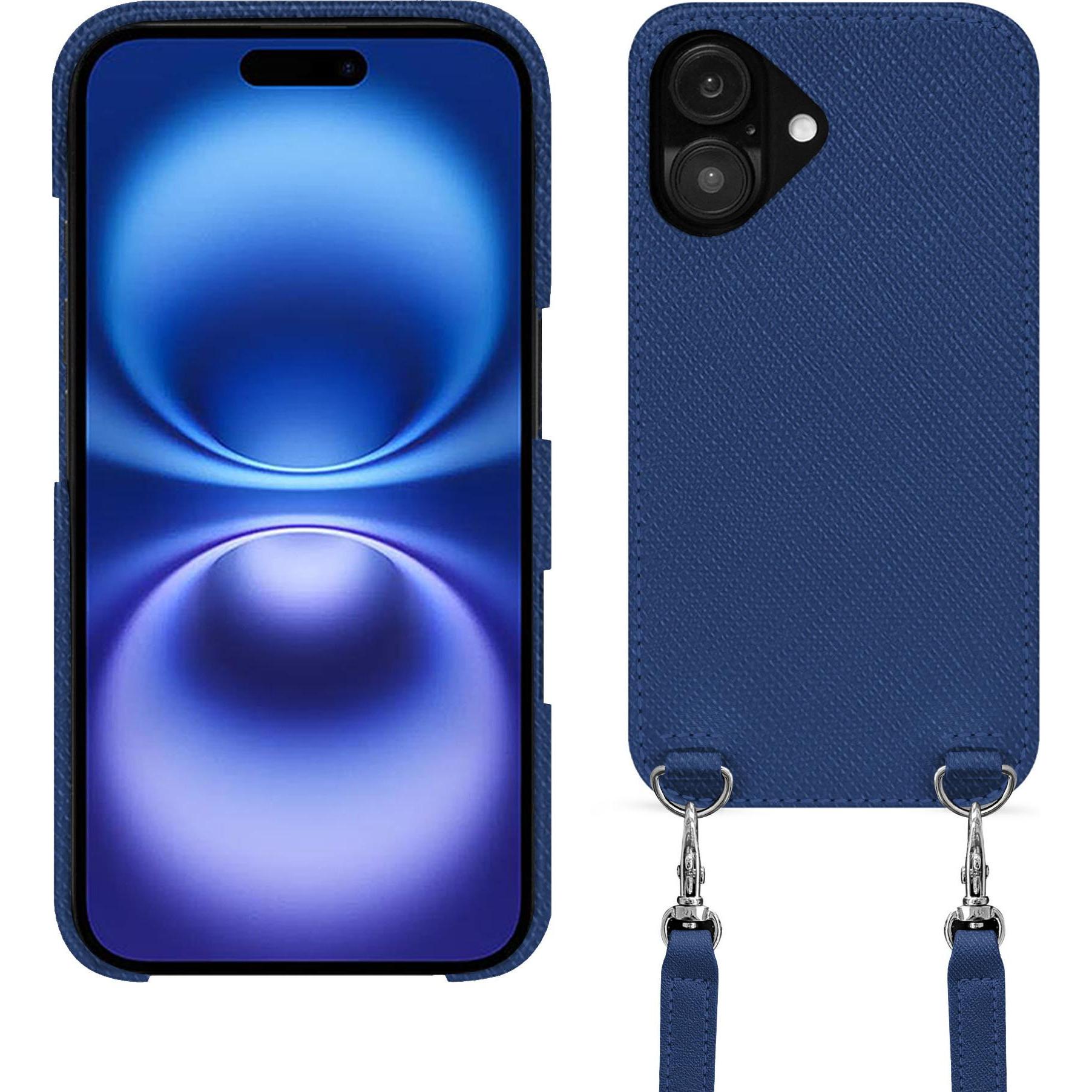 Noreve Schutzhülle mit Schulterriemen Apple iPhone 16 (Apple iPhone 16), Smartphone Hülle, Blau
