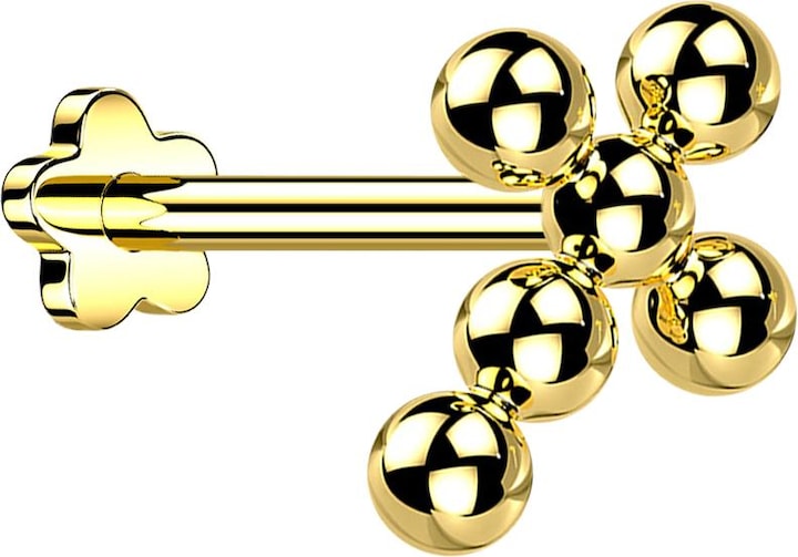 Immagine prodotto Star Piercing Perline micro senza filo con fiore a croce placcato oro (senza ottone, Titanio G23)
