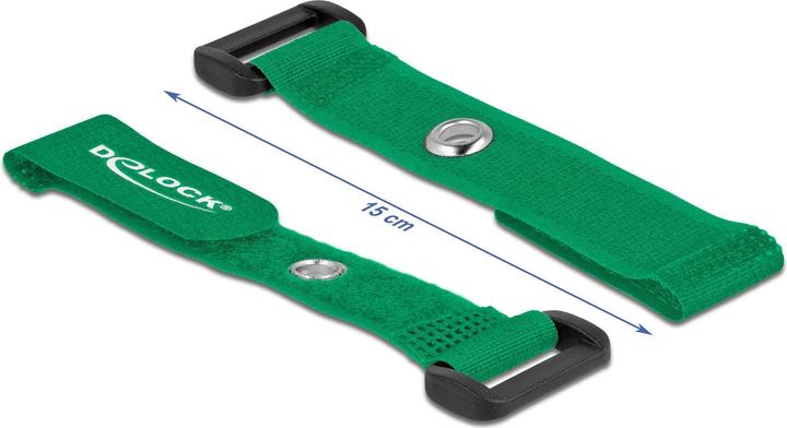 Actual product image Delock Velcro cable tie with loop and fixing eye L 150 x W 20 mm green 5 pieces (Velcro cable ties, 150 mm, 5 pcs.)