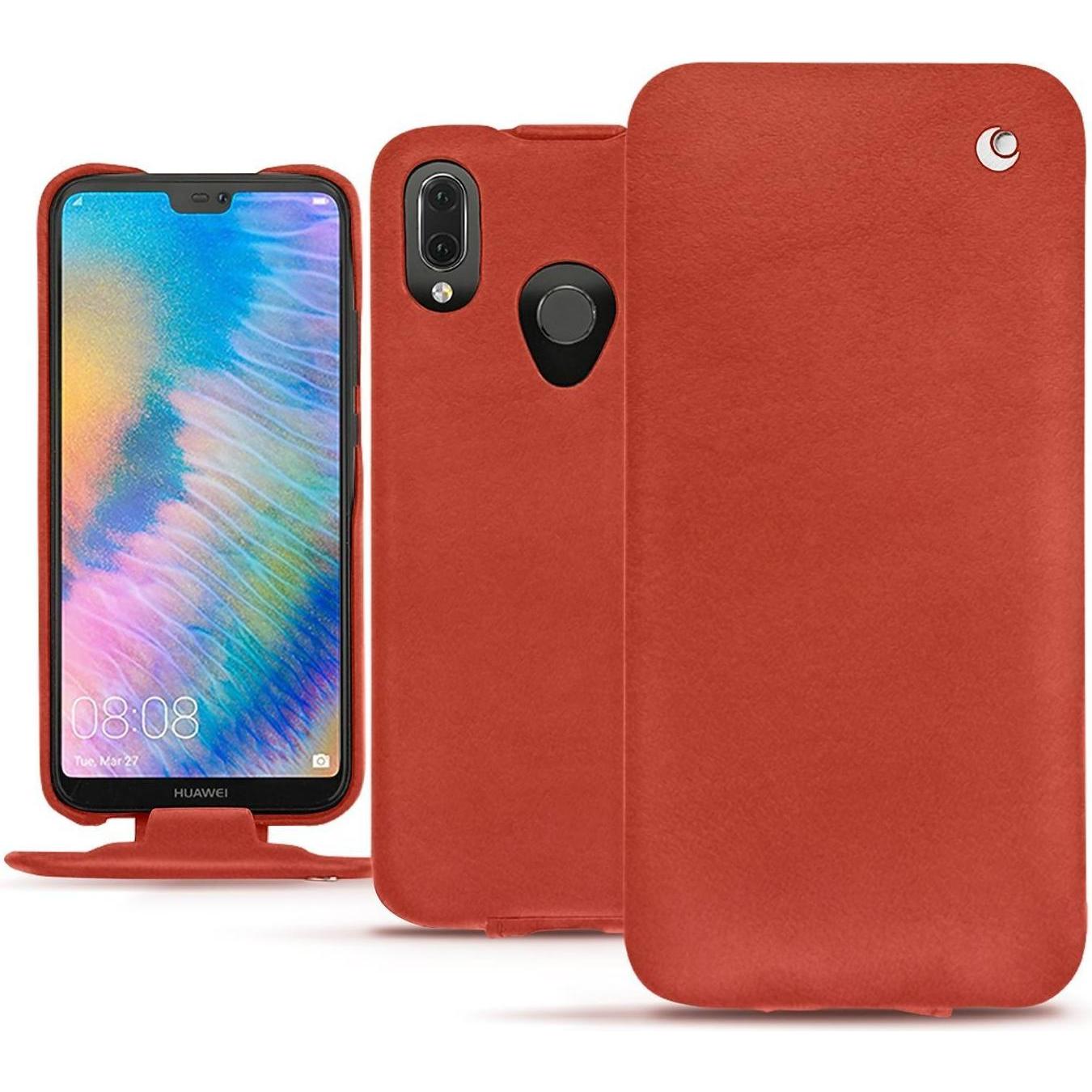 Noreve Lederschutzhülle vertikal (Huawei P20 Lite), Smartphone Hülle, Orange