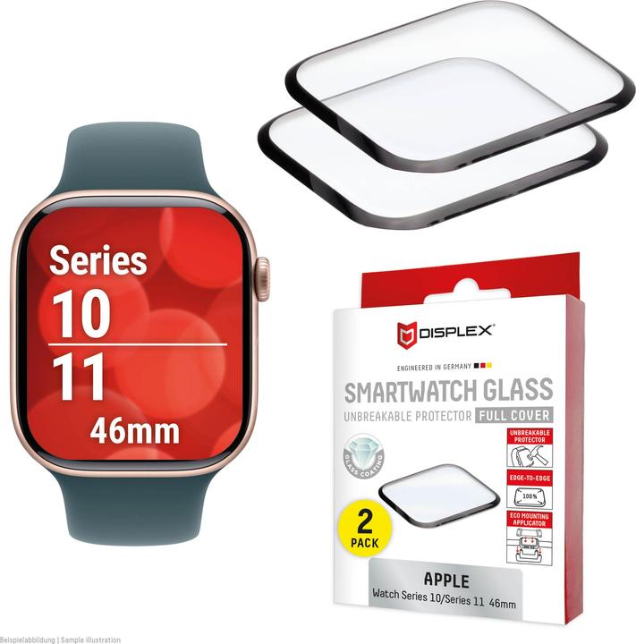 Displex Full Cover Schutzfolie, Full Cover Watch Glass, Doppelpack