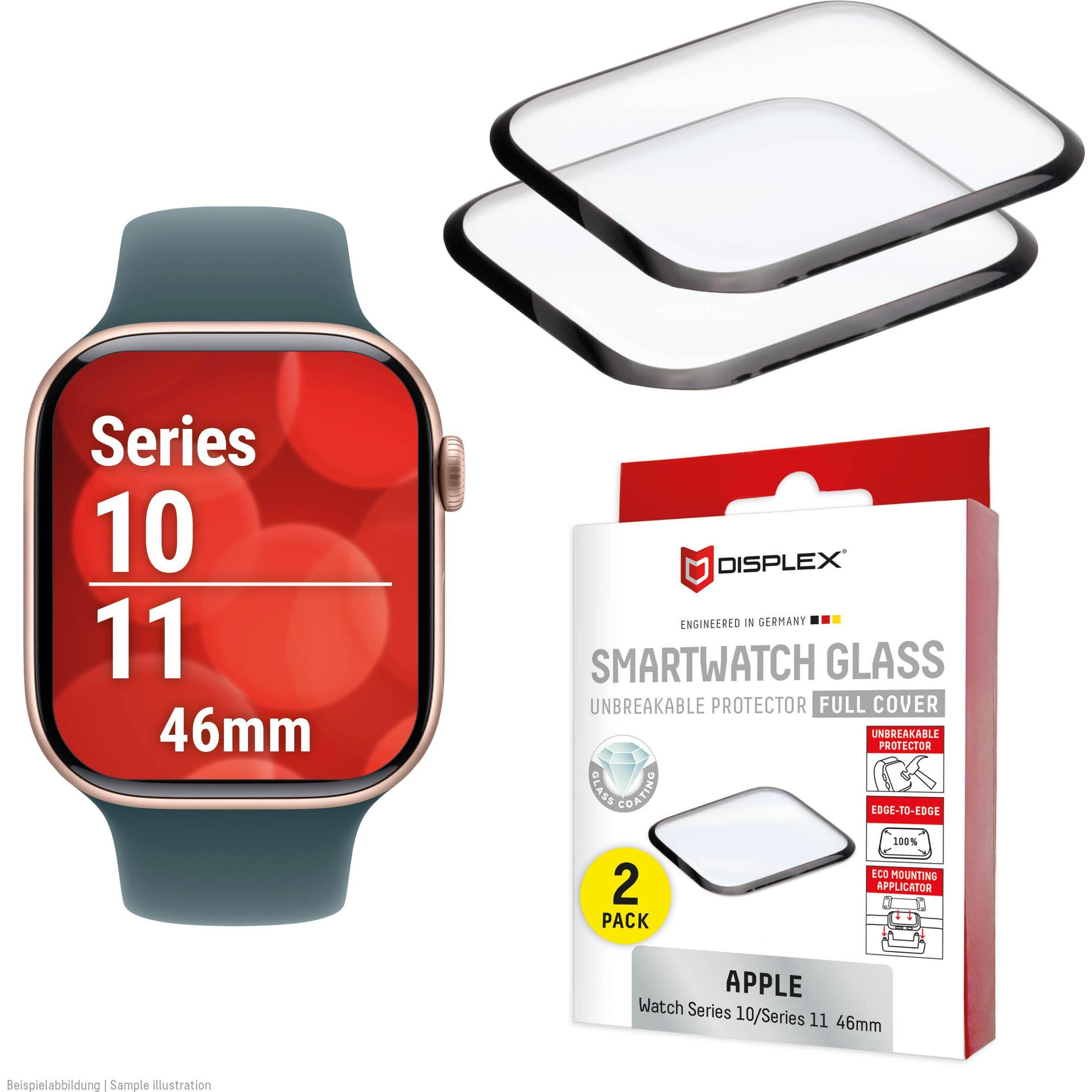 Displex Full Cover Schutzfolie, Full Cover Watch Glass, Doppelpack, Accessori per smartwatch, Trasparente
