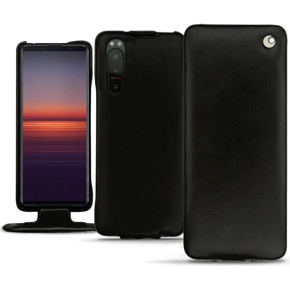Noreve Lederschutzhülle vertikal (Sony Xperia 5 II), Smartphone Hülle, Schwarz