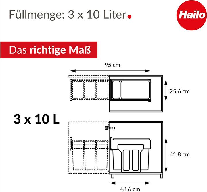 Immagine prodotto Hailo EcoLine Design Trio L sistema da incasso (3x 10l) (3 l)