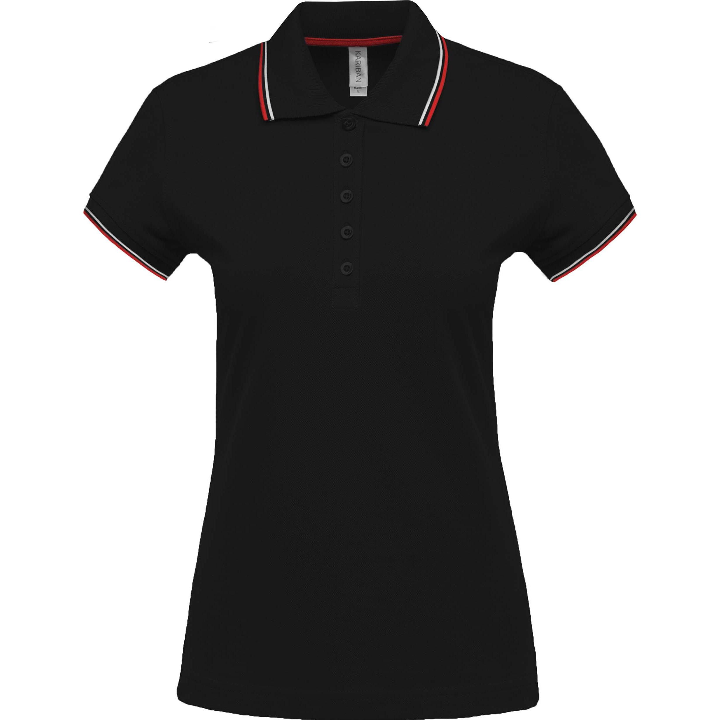 Kariban, Damen, Shirt, 5 boutons, Schwarz, Weiss, Rot, (XXL)