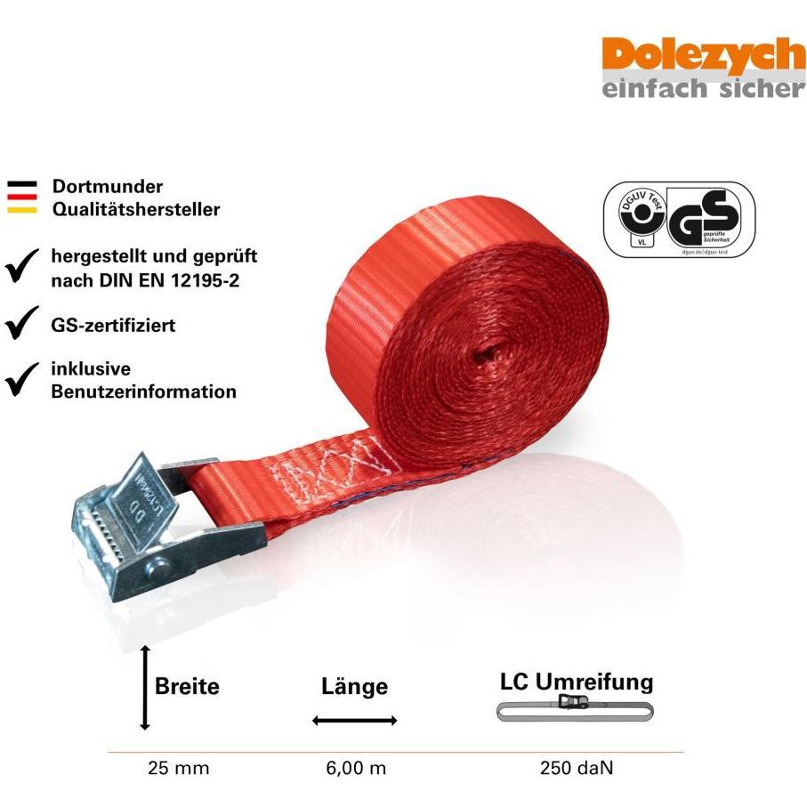 Thumbnail - Dolezych, Spanngurt + Ladungssicherung, Zurrgurt mit Gurtklemme 250daN 1tlg. L:4m