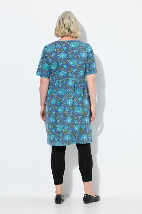 Produktbild Ulla Popken Longshirt, Blüten, V-Ausschnitt, Halbarm, Taschen (62)