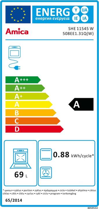 Energy Label Amica SHE 11545 W