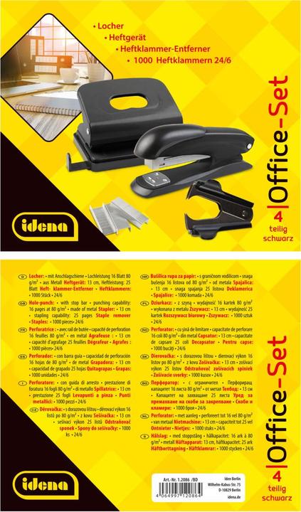 Actual product image Idena Office set 4 pieces punch and staple black