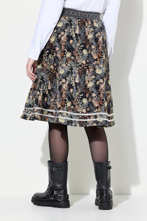 Produktbild Ulla Popken Jacquard-Midirock, A-Linie, Elastikbund, Glitzerkordel (54)