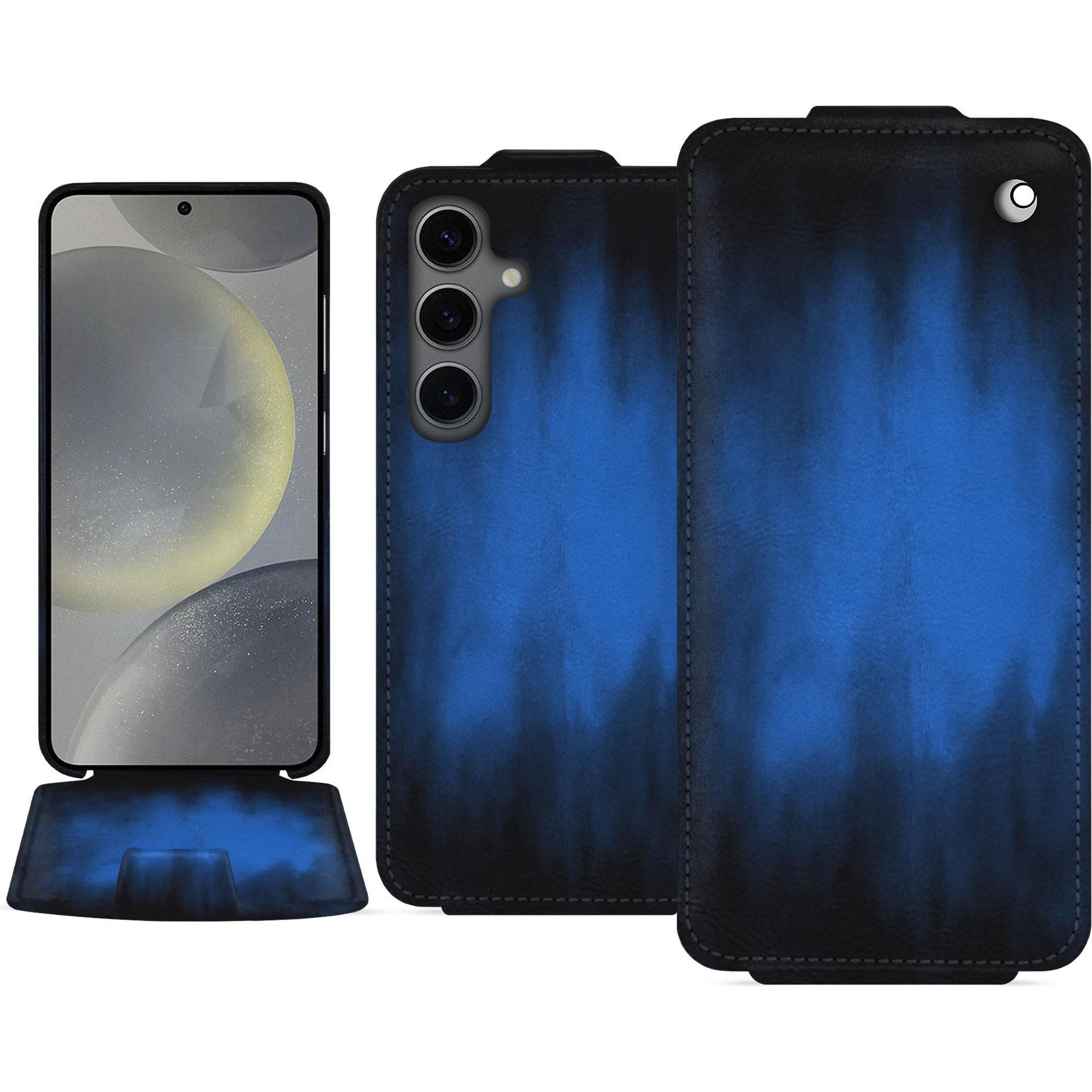 Noreve Lederschutzhülle vertikal (Samsung Galaxy S24), Smartphone Hülle, Blau