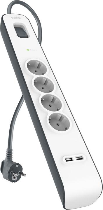 Belkin Steckdosenleiste 4-fach + 2xUSB-A, 2m Kabel BSV401vf2M-V2 (4x, Typ 26, USB-A, 2 m)